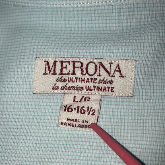 Merona Men’s Button Down Dress Shirt Size Large - Picture 7 of 8